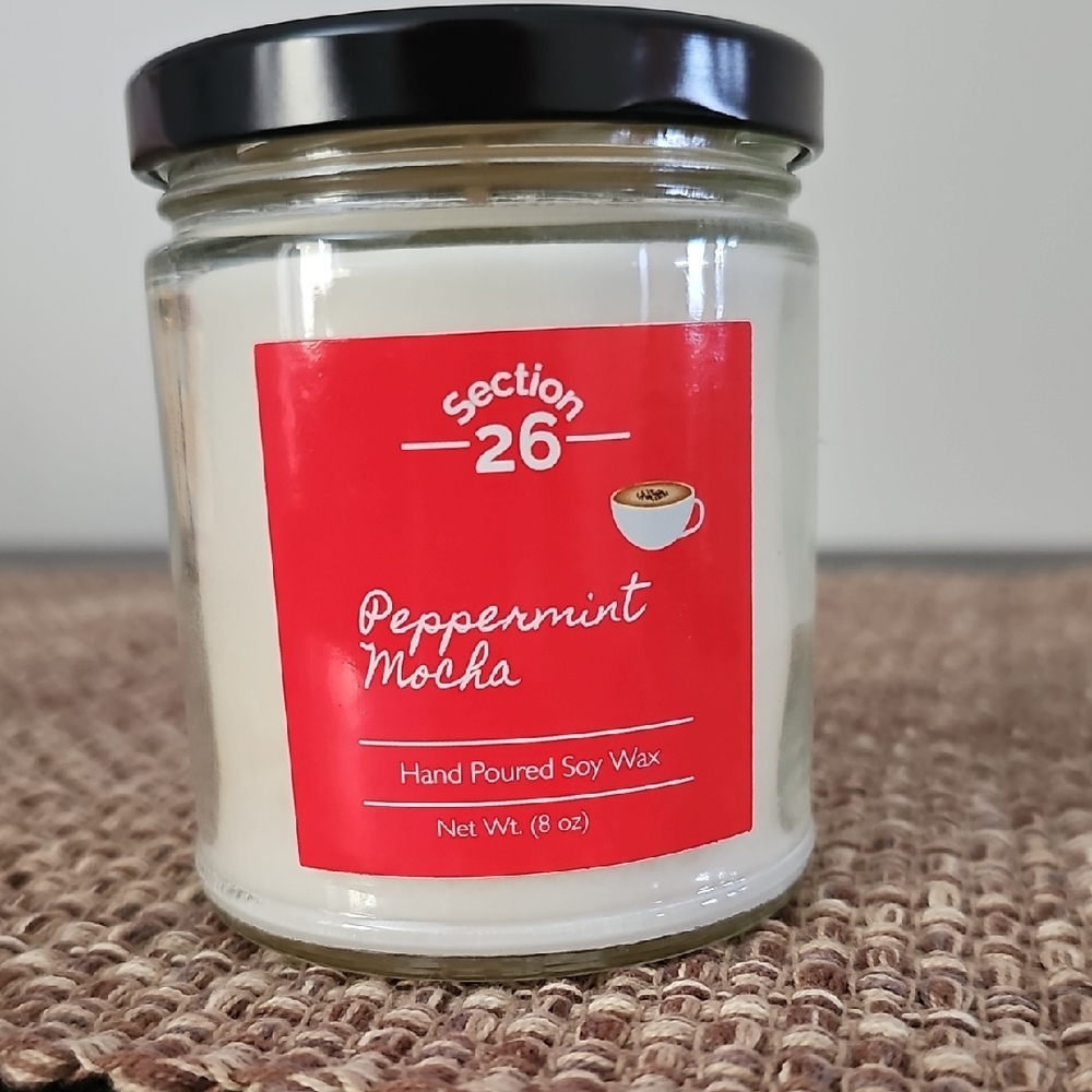 Peppermint Mocha Soy Candle - Black and White